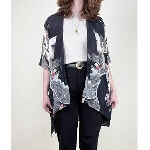 100% Silk Handmade Kimono Robe Duster Cardigan Swim Cover Up Loungewear Boho